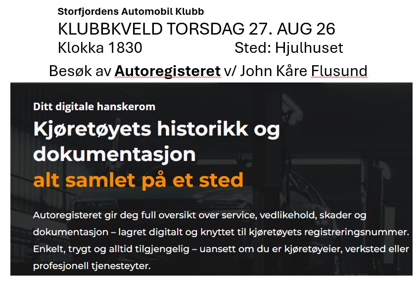 Artikkelbilde til artikkelen Klubbkveld torsdag 27. august Hjulhuset 
