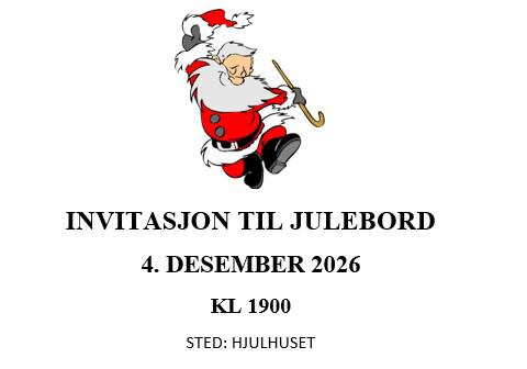 Julebord SAK Hjulhuset fredag 4.desember 2026